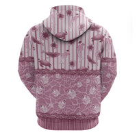 Hawaii Christmas In July Zip Hoodie Dusty Pink Mele Kalikimaka Sea Animals DT05 - Polynesian Pride