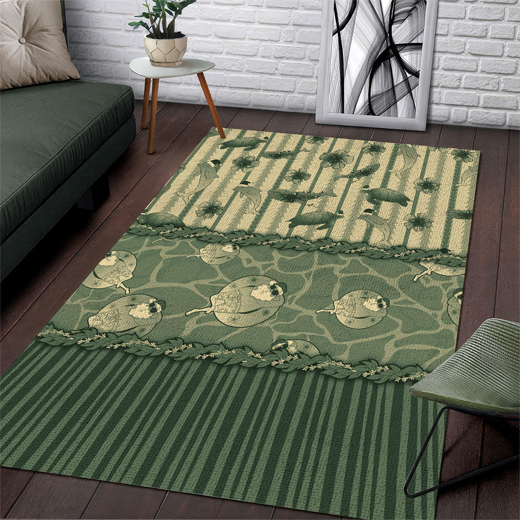 Hawaii Christmas In July Area Rug Olive Green Mele Kalikimaka Sea Animals DT05 Green - Polynesian Pride