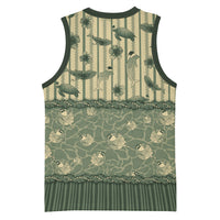 Hawaii Christmas In July Basketball Jersey Olive Green Mele Kalikimaka Sea Animals DT05 - Polynesian Pride