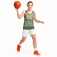Hawaii Christmas In July Basketball Jersey Olive Green Mele Kalikimaka Sea Animals DT05 - Polynesian Pride