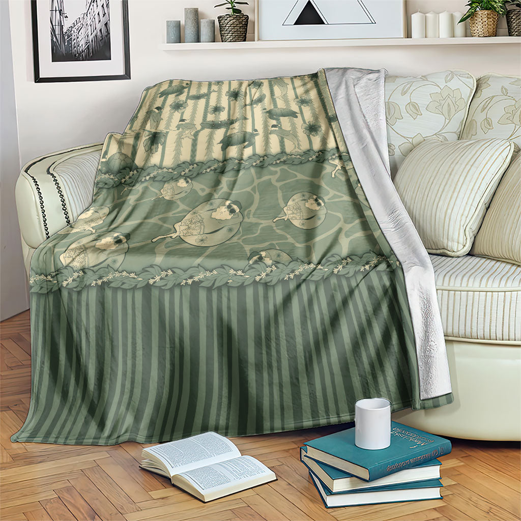 Hawaii Christmas In July Blanket Olive Green Mele Kalikimaka Sea Animals DT05 Green - Polynesian Pride