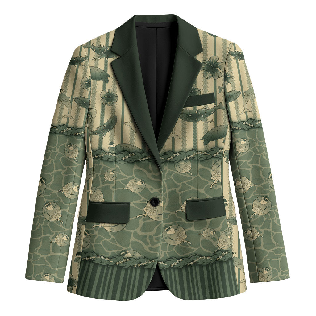 Hawaii Christmas In July Blazer Olive Green Mele Kalikimaka Sea Animals DT05 Unisex Green - Polynesian Pride