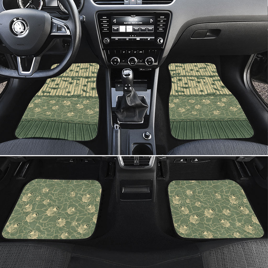 Hawaii Christmas In July Car Mats Olive Green Mele Kalikimaka Sea Animals DT05 Set 4pcs Green - Polynesian Pride
