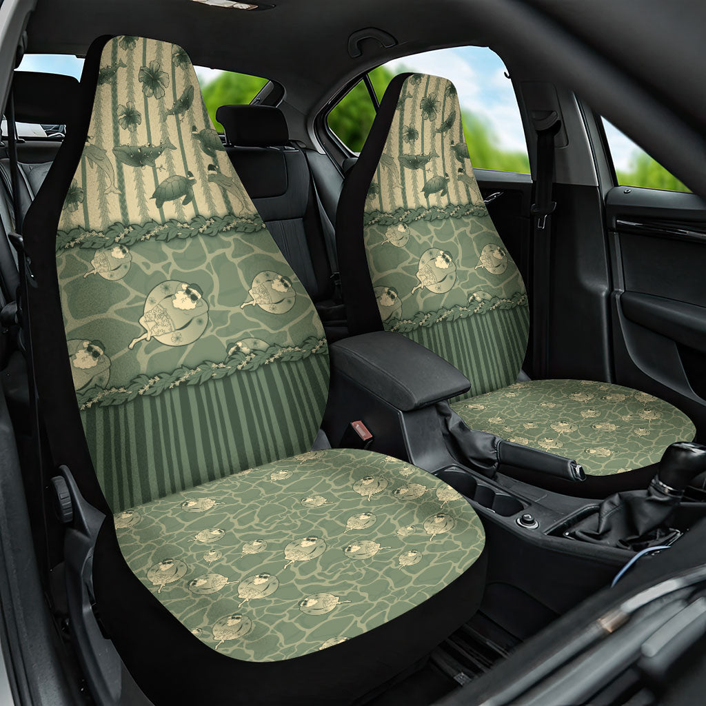 Hawaii Christmas In July Car Seat Cover Olive Green Mele Kalikimaka Sea Animals DT05 One Size Green - Polynesian Pride