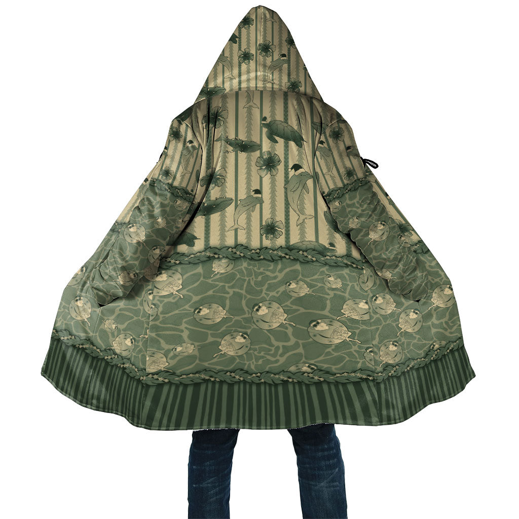 Hawaii Christmas In July Cloak Olive Green Mele Kalikimaka Sea Animals DT05 Unisex Green - Polynesian Pride