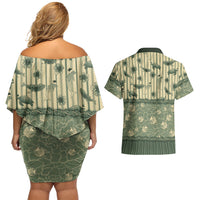 Hawaii Christmas In July Couples Matching Off Shoulder Short Dress and Hawaiian Shirt Olive Green Mele Kalikimaka Sea Animals DT05 - Polynesian Pride
