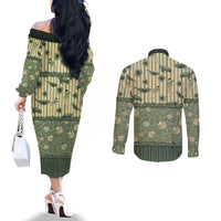 Hawaii Christmas In July Couples Matching Off The Shoulder Long Sleeve Dress and Long Sleeve Button Shirt Olive Green Mele Kalikimaka Sea Animals DT05 - Polynesian Pride