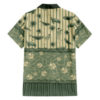 Hawaii Christmas In July Family Matching Off Shoulder Maxi Dress and Hawaiian Shirt Olive Green Mele Kalikimaka Sea Animals DT05 - Polynesian Pride