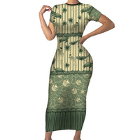 Hawaii Christmas In July Family Matching Short Sleeve Bodycon Dress and Hawaiian Shirt Olive Green Mele Kalikimaka Sea Animals DT05 Mom's Dress Green - Polynesian Pride