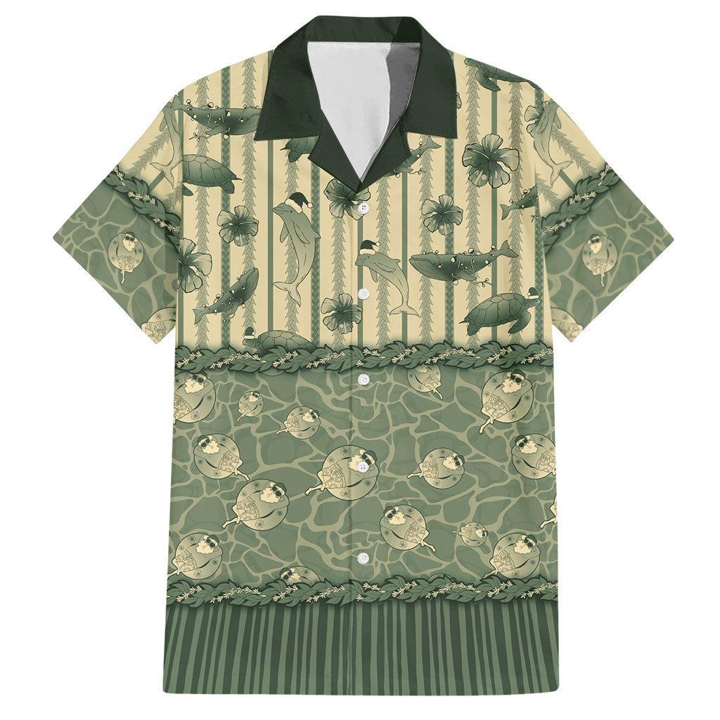 Hawaii Christmas In July Hawaiian Shirt Olive Green Mele Kalikimaka Sea Animals DT05 Green - Polynesian Pride