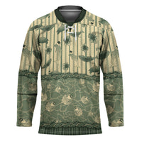 Hawaii Christmas In July Hockey Jersey Olive Green Mele Kalikimaka Sea Animals DT05 Unisex Green - Polynesian Pride