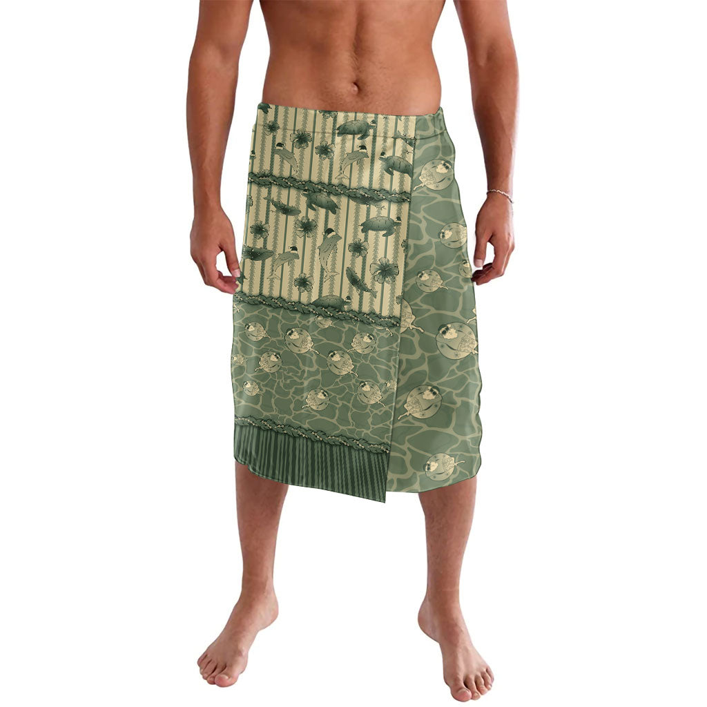 Hawaii Christmas In July Lavalava Olive Green Mele Kalikimaka Sea Animals DT05 Green - Polynesian Pride
