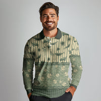 Hawaii Christmas In July Long Sleeve Polo Shirt Olive Green Mele Kalikimaka Sea Animals DT05 - Polynesian Pride