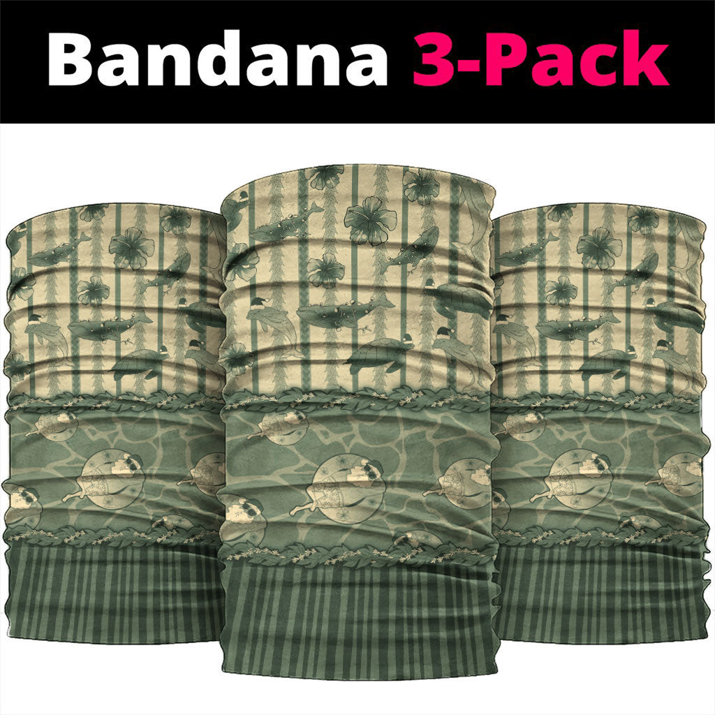Hawaii Christmas In July Neck Gaiter Olive Green Mele Kalikimaka Sea Animals DT05 package One Size: 25*50cm Green - Polynesian Pride