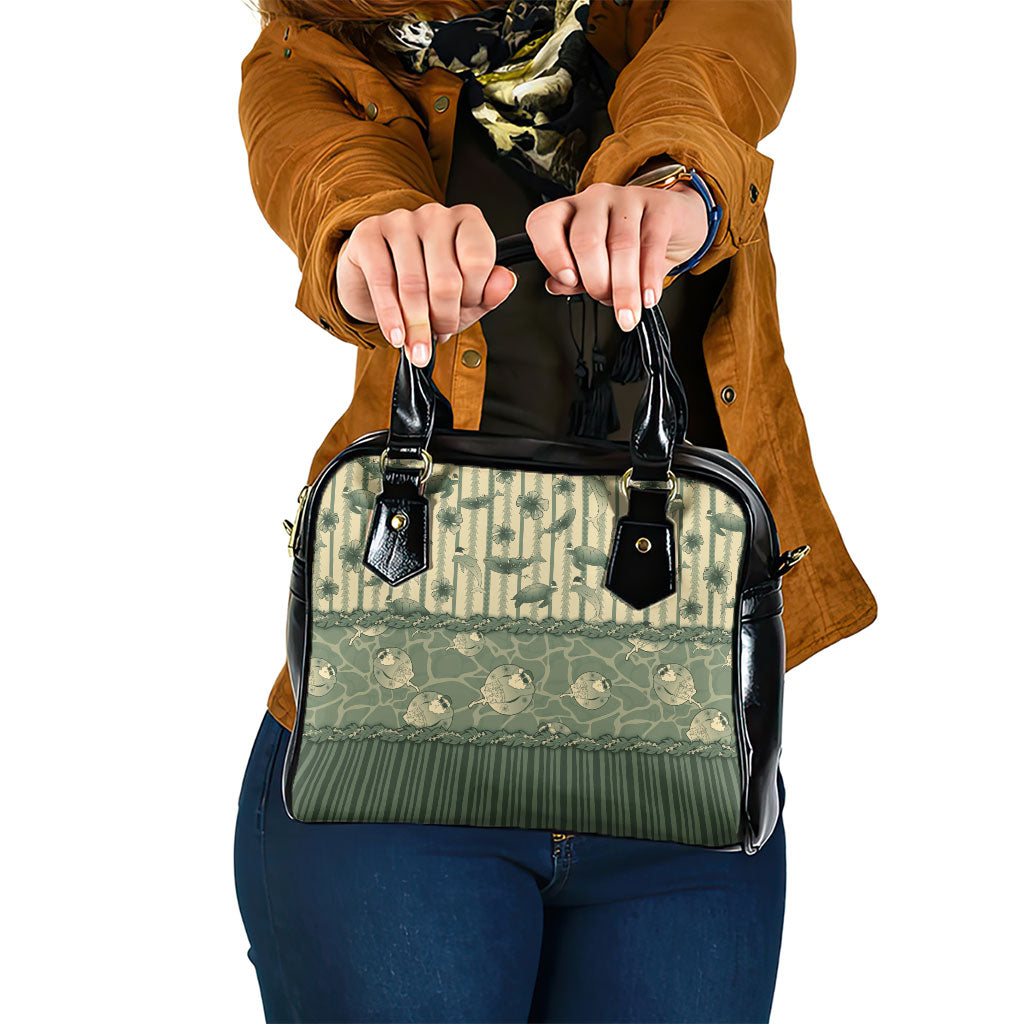 Hawaii Christmas In July Shoulder Handbag Olive Green Mele Kalikimaka Sea Animals DT05 One Size Green - Polynesian Pride