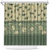 Hawaii Christmas In July Shower Curtain Olive Green Mele Kalikimaka Sea Animals
