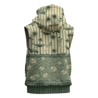Hawaii Christmas In July Sleeveless Zip Hoodie Olive Green Mele Kalikimaka Sea Animals DT05 - Polynesian Pride
