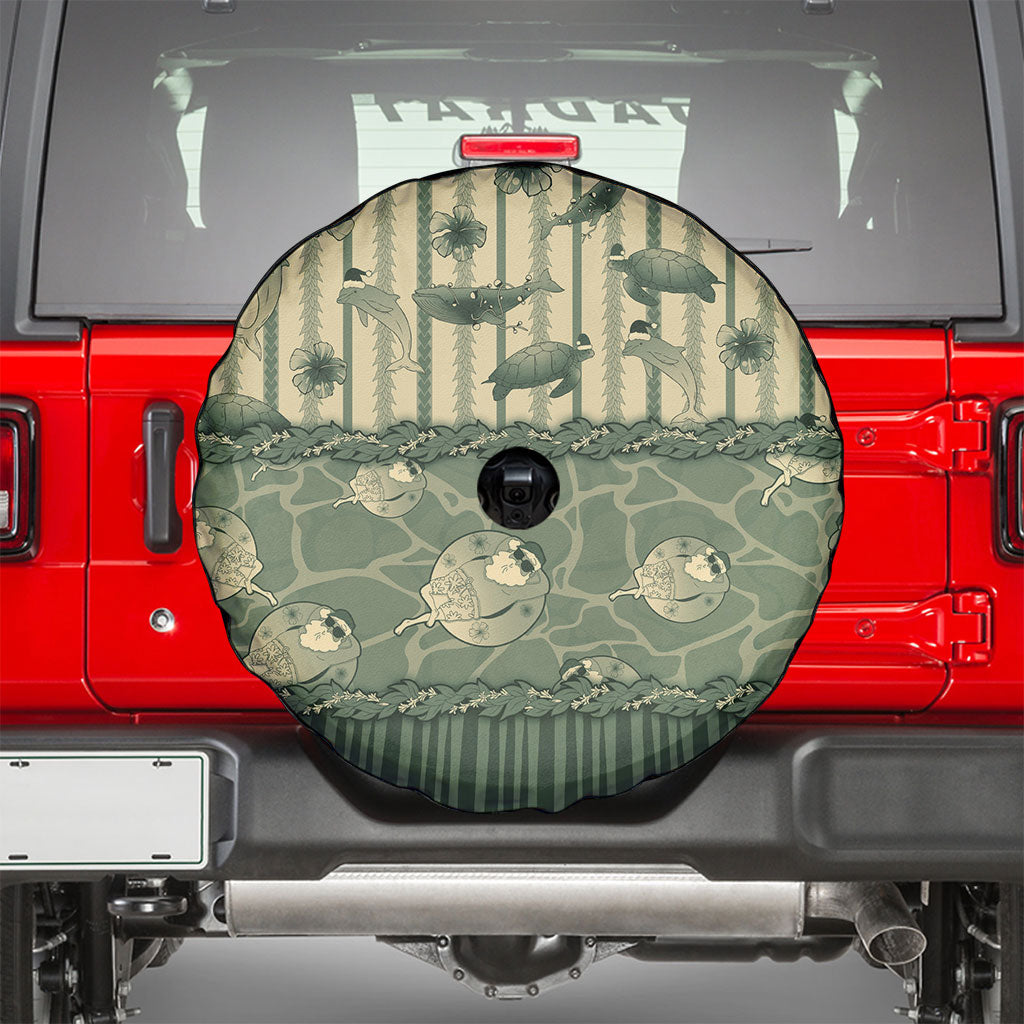 Hawaii Christmas In July Spare Tire Cover Olive Green Mele Kalikimaka Sea Animals DT05 - Polynesian Pride