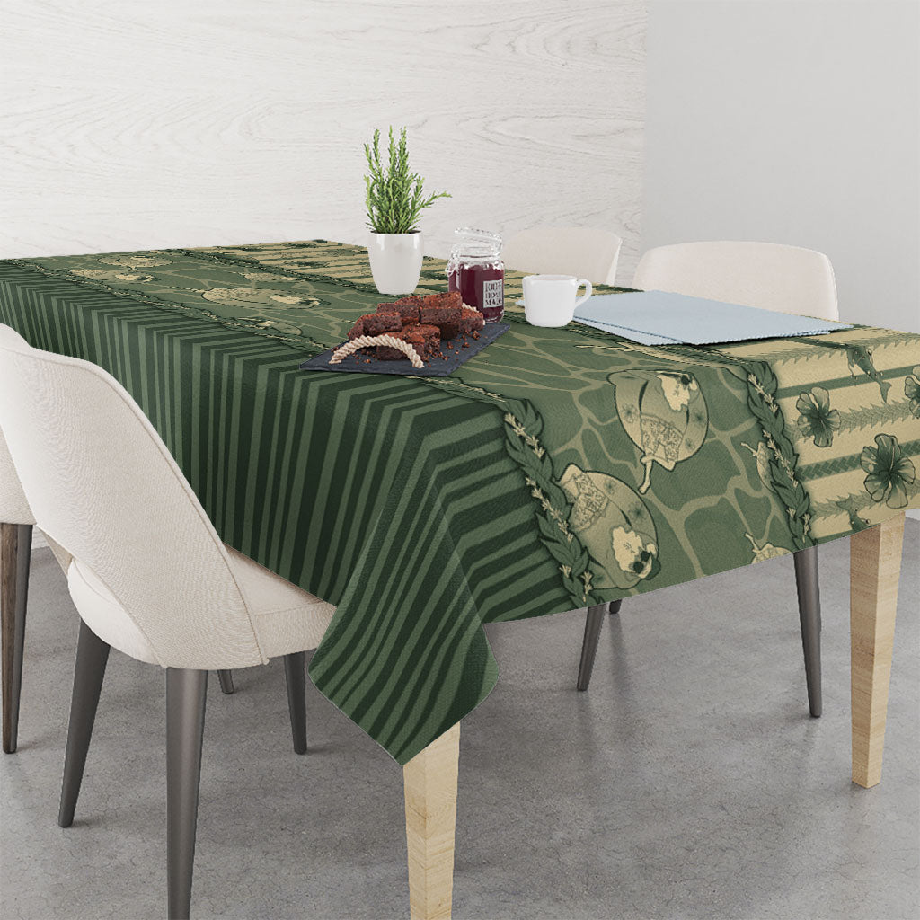 Hawaii Christmas In July Tablecloth Olive Green Mele Kalikimaka Sea Animals