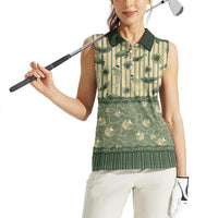 Hawaii Christmas In July Women Sleeveless Polo Shirt Olive Green Mele Kalikimaka Sea Animals DT05 - Polynesian Pride