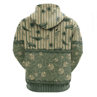 Hawaii Christmas In July Zip Hoodie Olive Green Mele Kalikimaka Sea Animals DT05 - Polynesian Pride