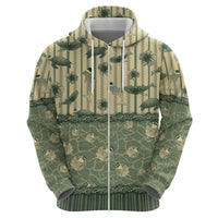 Hawaii Christmas In July Zip Hoodie Olive Green Mele Kalikimaka Sea Animals DT05 - Polynesian Pride