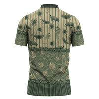 Hawaii Christmas In July Zipper Polo Shirt Olive Green Mele Kalikimaka Sea Animals DT05 - Polynesian Pride