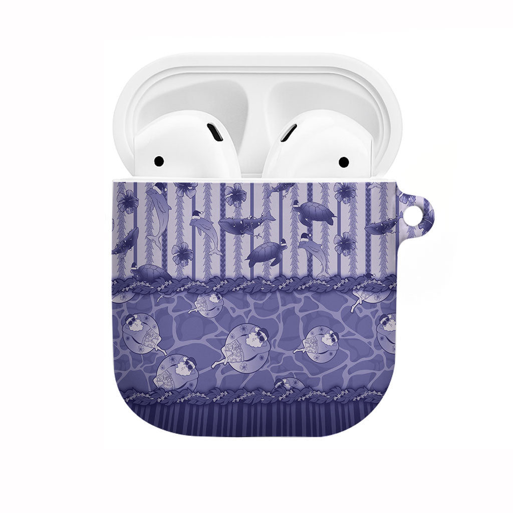 Hawaii Christmas In July AirPods Case Amethyst Purple Mele Kalikimaka Sea Animals DT05 Purple - Polynesian Pride