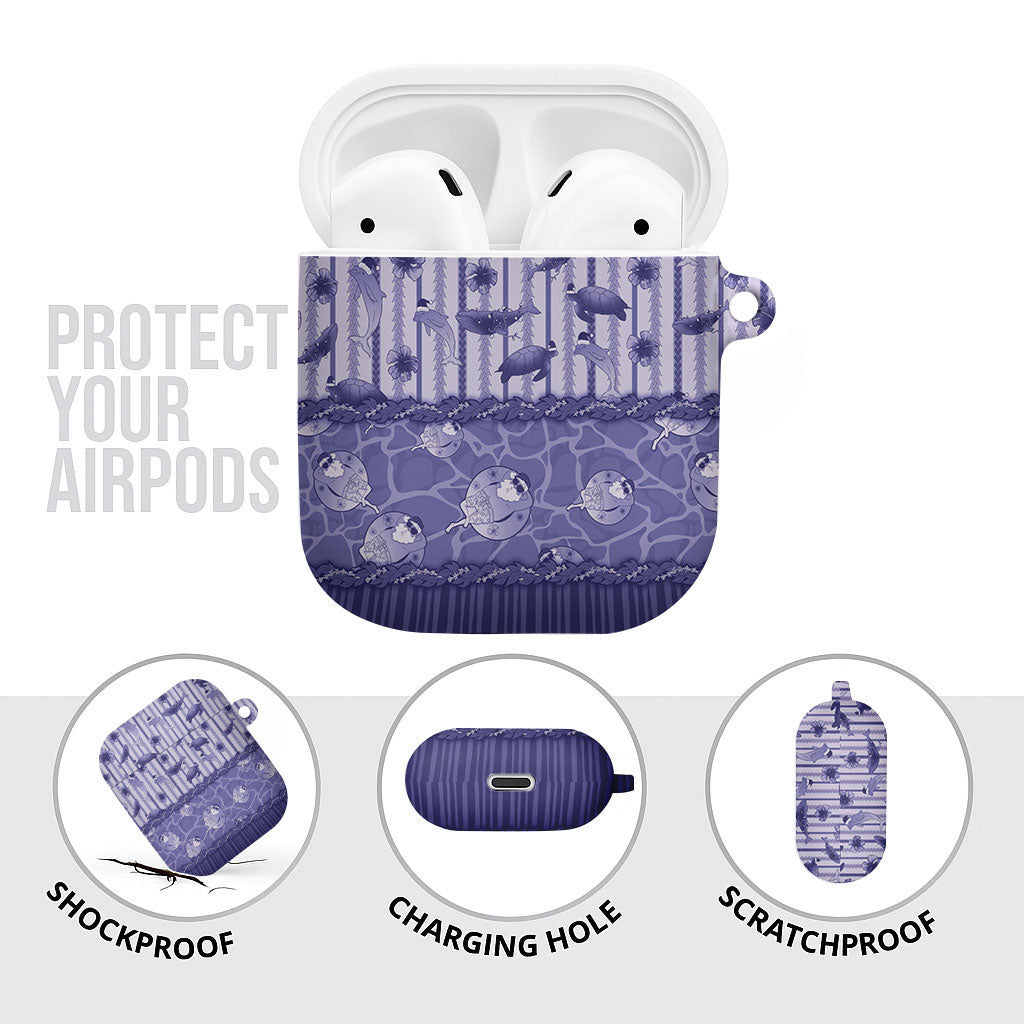 Hawaii Christmas In July AirPods Case Amethyst Purple Mele Kalikimaka Sea Animals DT05 - Polynesian Pride