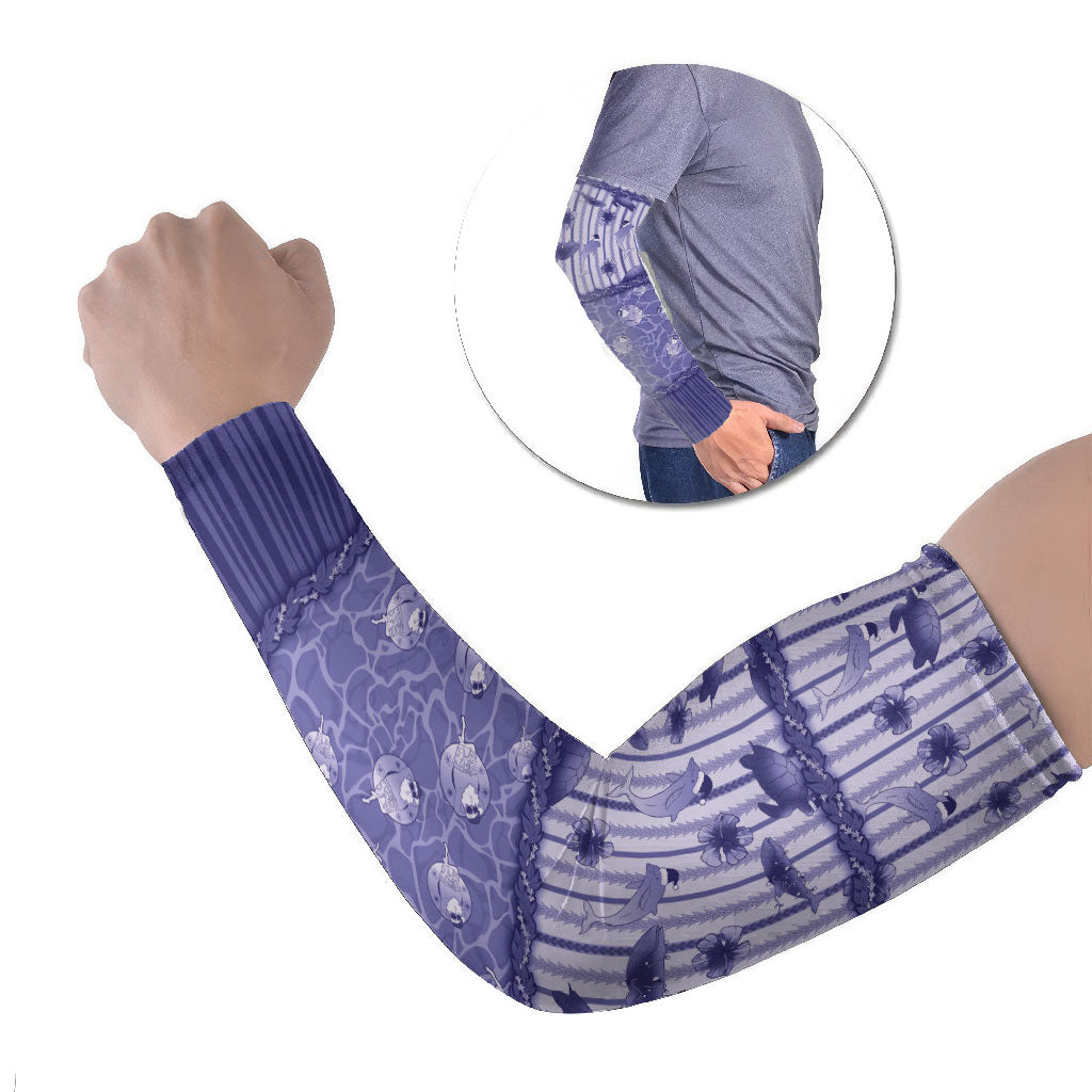 Hawaii Christmas In July Arm Sleeves Amethyst Purple Mele Kalikimaka Sea Animals DT05 Set of 2 Purple - Polynesian Pride