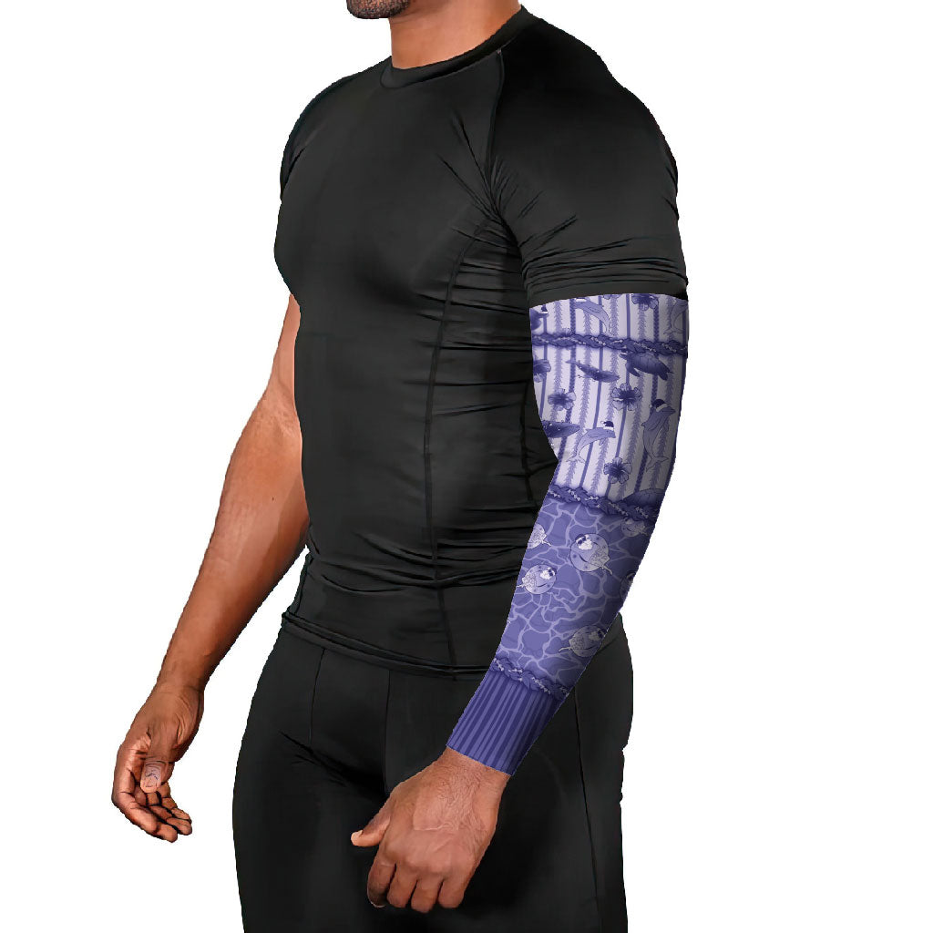 Hawaii Christmas In July Arm Sleeves Amethyst Purple Mele Kalikimaka Sea Animals DT05 - Polynesian Pride
