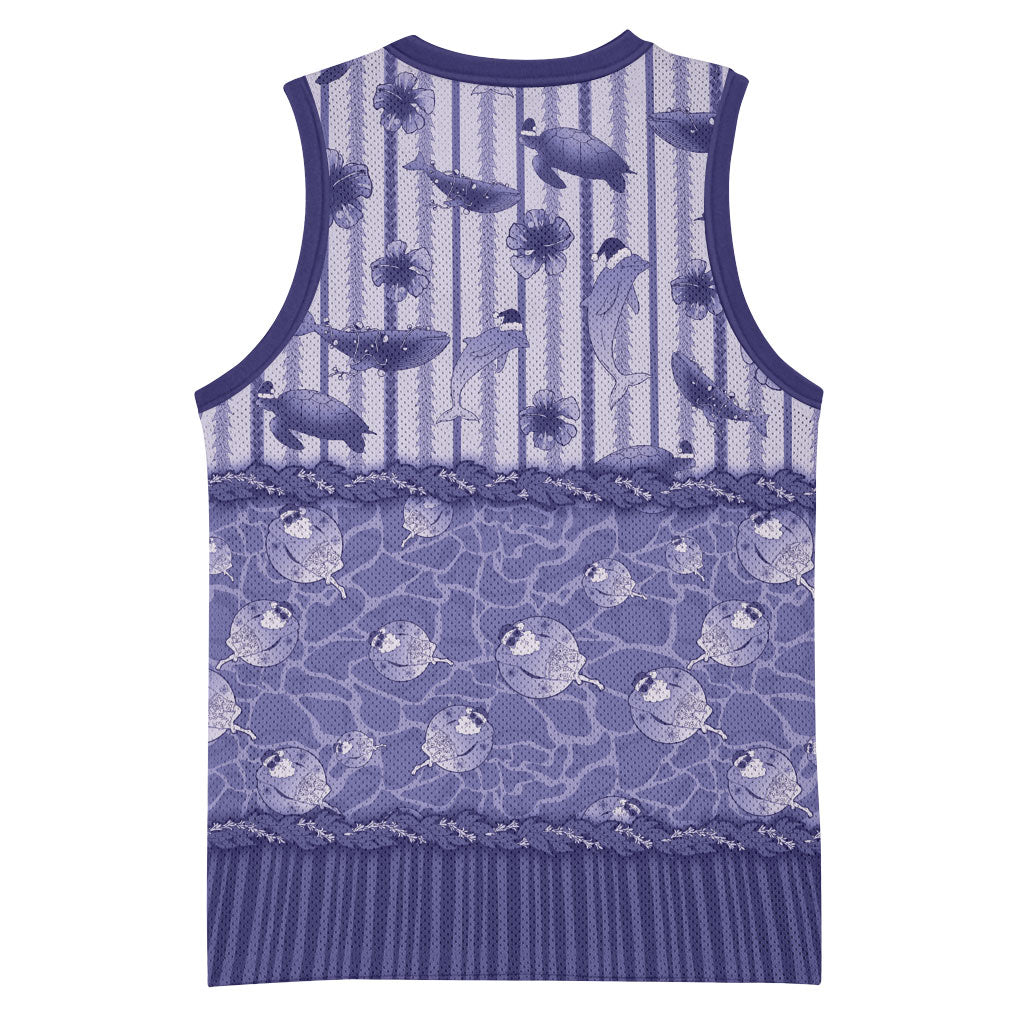 Hawaii Christmas In July Basketball Jersey Amethyst Purple Mele Kalikimaka Sea Animals DT05 - Polynesian Pride