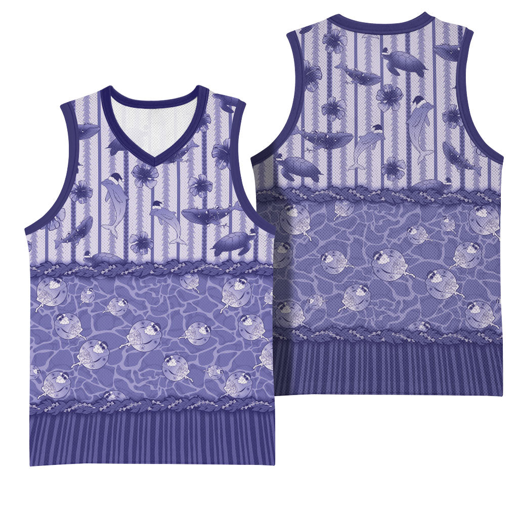 Hawaii Christmas In July Basketball Jersey Amethyst Purple Mele Kalikimaka Sea Animals DT05 - Polynesian Pride