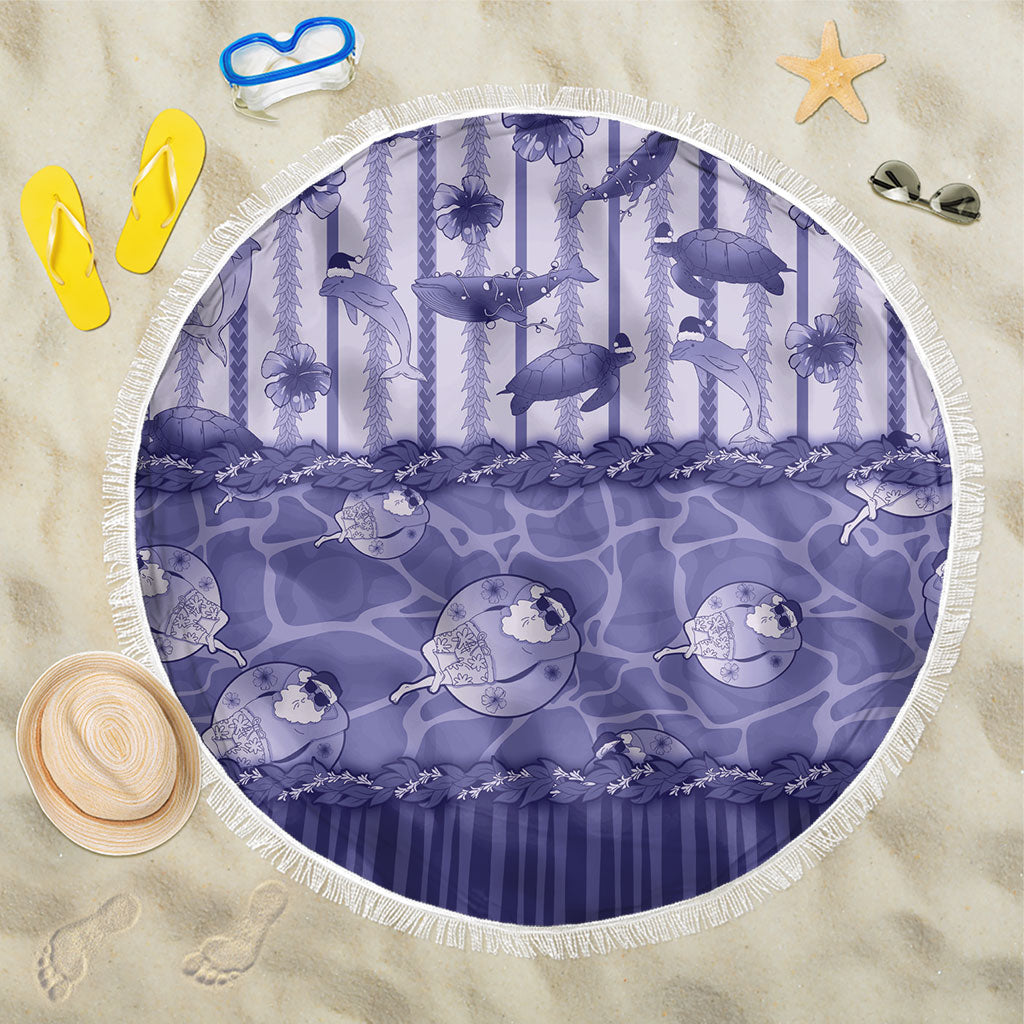 Hawaii Christmas In July Beach Blanket Amethyst Purple Mele Kalikimaka Sea Animals DT05 One Size 150cm Purple - Polynesian Pride