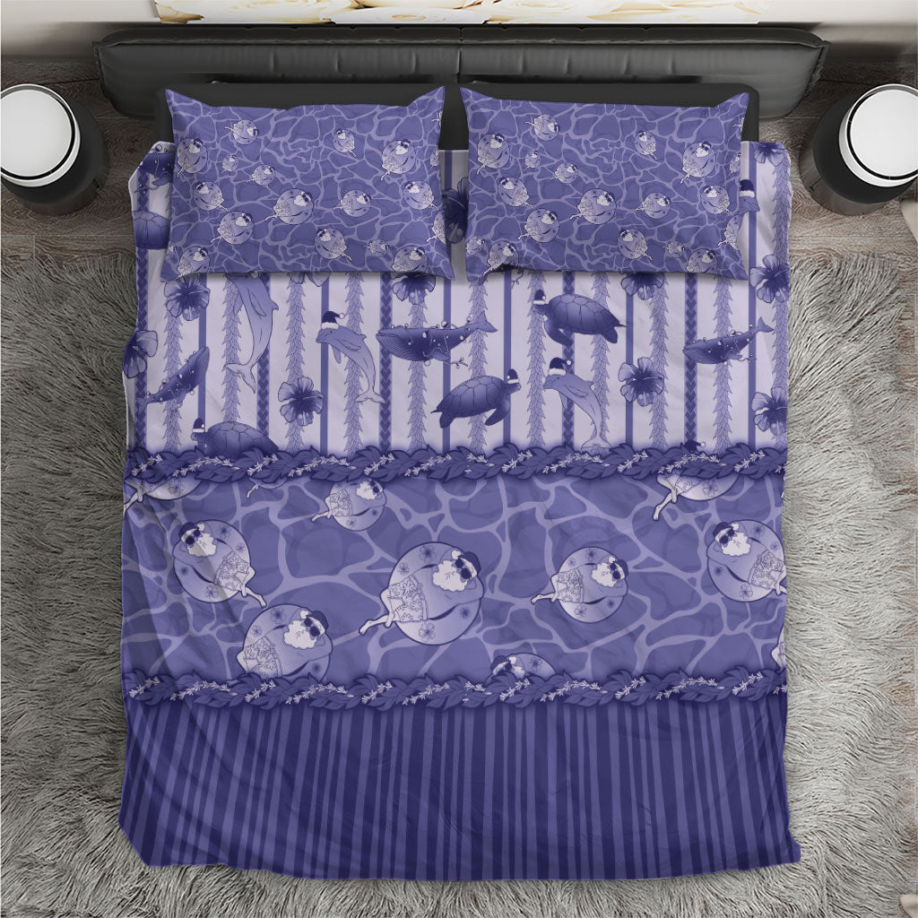 Hawaii Christmas In July Bedding Set Amethyst Purple Mele Kalikimaka Sea Animals DT05 Purple - Polynesian Pride