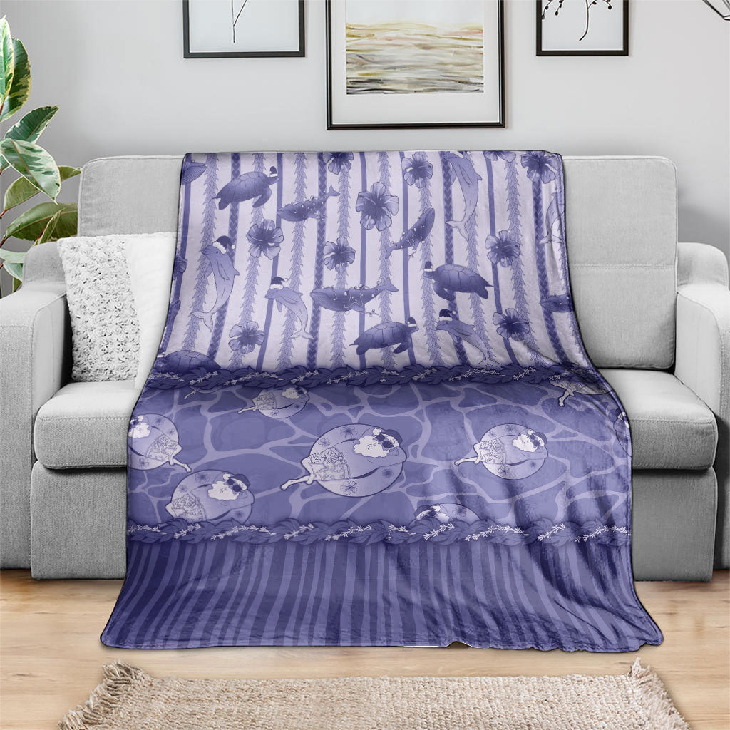 Hawaii Christmas In July Blanket Amethyst Purple Mele Kalikimaka Sea Animals