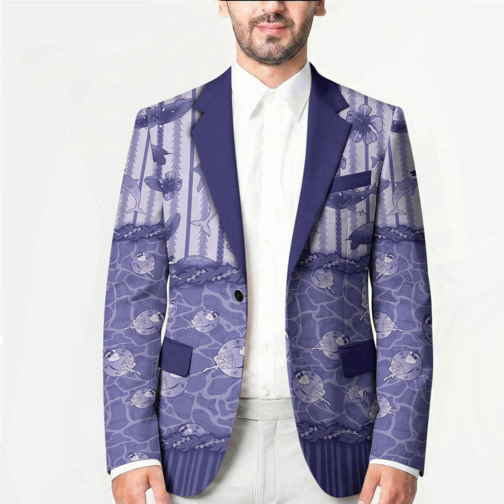Hawaii Christmas In July Blazer Amethyst Purple Mele Kalikimaka Sea Animals