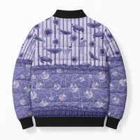 Hawaii Christmas In July Bomber Puffer Jacket Amethyst Purple Mele Kalikimaka Sea Animals