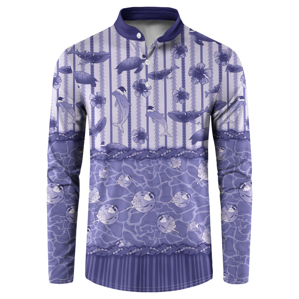 Hawaii Christmas In July Button Sweatshirt Amethyst Purple Mele Kalikimaka Sea Animals DT05 Purple - Polynesian Pride
