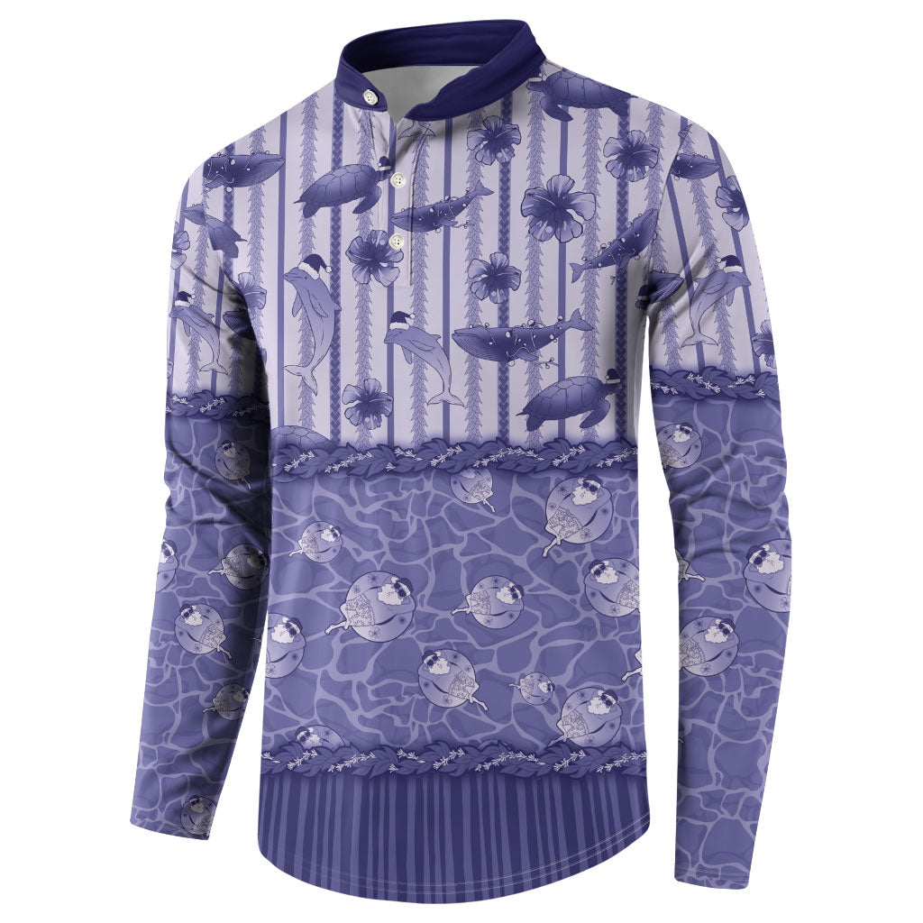 Hawaii Christmas In July Button Sweatshirt Amethyst Purple Mele Kalikimaka Sea Animals