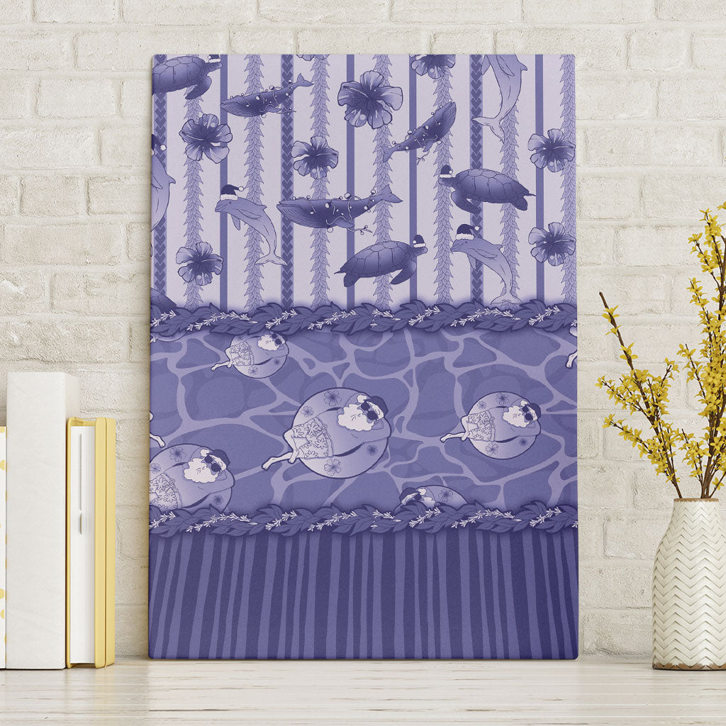 Hawaii Christmas In July Canvas Wall Art Amethyst Purple Mele Kalikimaka Sea Animals