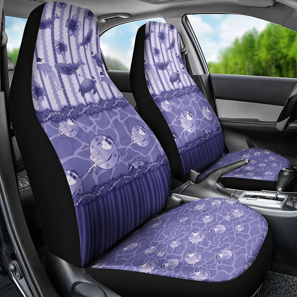 Hawaii Christmas In July Car Seat Cover Amethyst Purple Mele Kalikimaka Sea Animals DT05 - Polynesian Pride