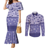 Hawaii Christmas In July Couples Matching Mermaid Dress and Long Sleeve Button Shirt Amethyst Purple Mele Kalikimaka Sea Animals DT05 Purple - Polynesian Pride