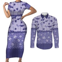 Hawaii Christmas In July Couples Matching Short Sleeve Bodycon Dress and Long Sleeve Button Shirt Amethyst Purple Mele Kalikimaka Sea Animals DT05 Purple - Polynesian Pride