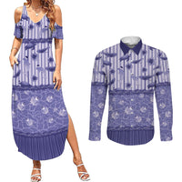 Hawaii Christmas In July Couples Matching Summer Maxi Dress and Long Sleeve Button Shirt Amethyst Purple Mele Kalikimaka Sea Animals DT05 Purple - Polynesian Pride