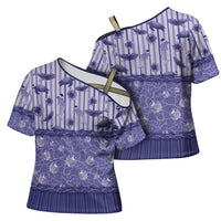 Hawaii Christmas In July Cross Shoulder Shirt Amethyst Purple Mele Kalikimaka Sea Animals DT05 - Polynesian Pride