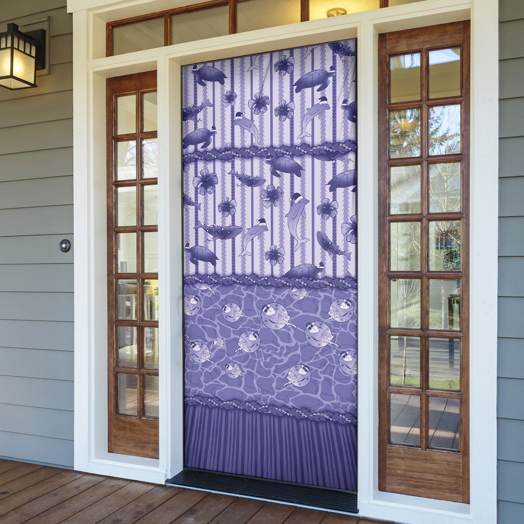 Hawaii Christmas In July Door Cover Amethyst Purple Mele Kalikimaka Sea Animals DT05 - Polynesian Pride