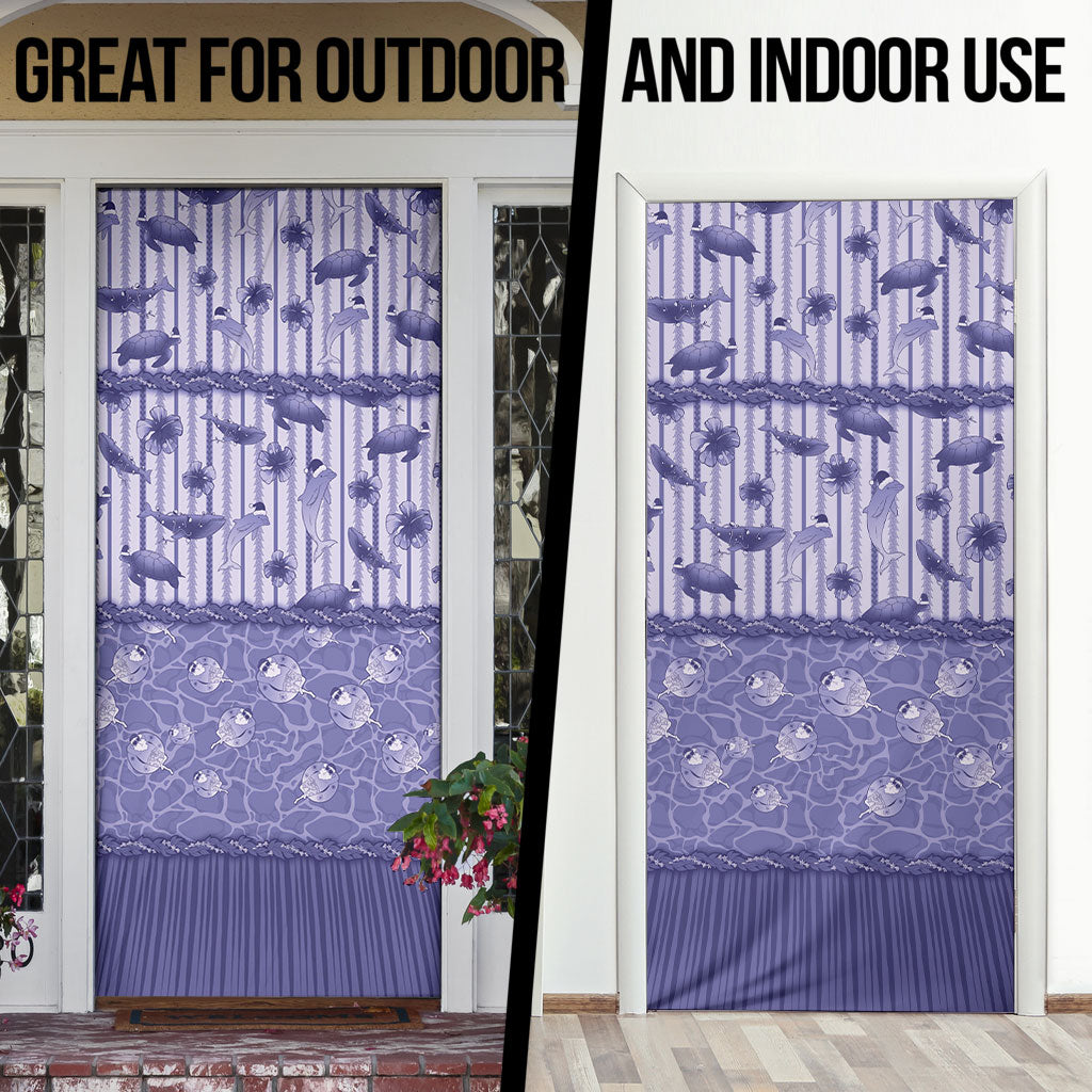 Hawaii Christmas In July Door Cover Amethyst Purple Mele Kalikimaka Sea Animals DT05 - Polynesian Pride