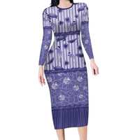 Hawaii Christmas In July Family Matching Long Sleeve Bodycon Dress and Hawaiian Shirt Amethyst Purple Mele Kalikimaka Sea Animals DT05 Mom's Dress Purple - Polynesian Pride