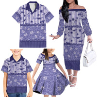 Hawaii Christmas In July Family Matching Off The Shoulder Long Sleeve Dress and Hawaiian Shirt Amethyst Purple Mele Kalikimaka Sea Animals DT05 - Polynesian Pride